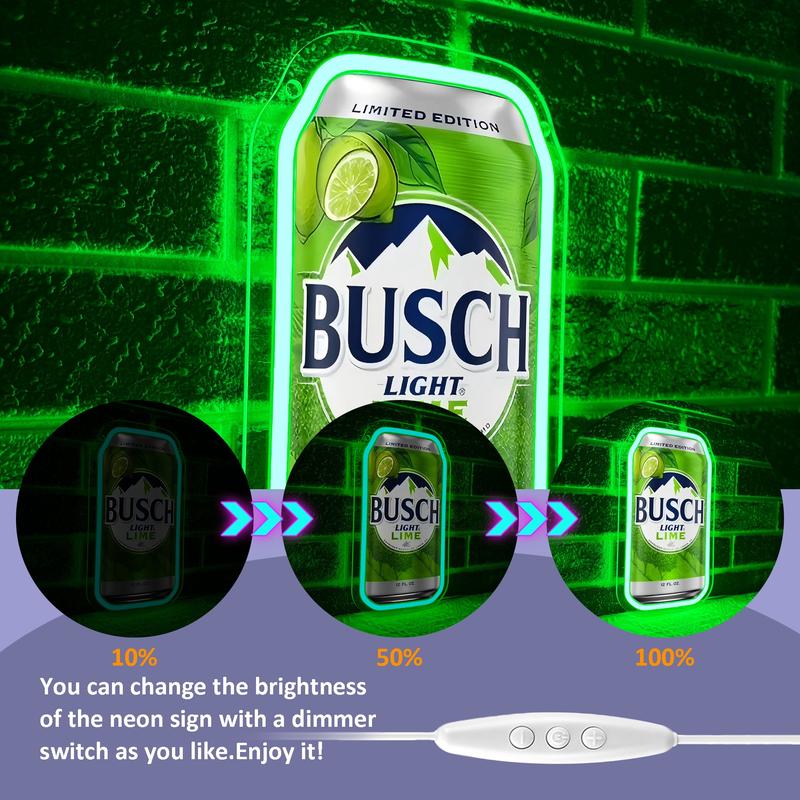 Busch Lime Beer Led Neon Sign for Wall Decor, Neon Lights for Bedroom Led Signs Suitable for Man Cave Bar Pub Restaurant Christmas Birthday Party Gift Led Art Wall