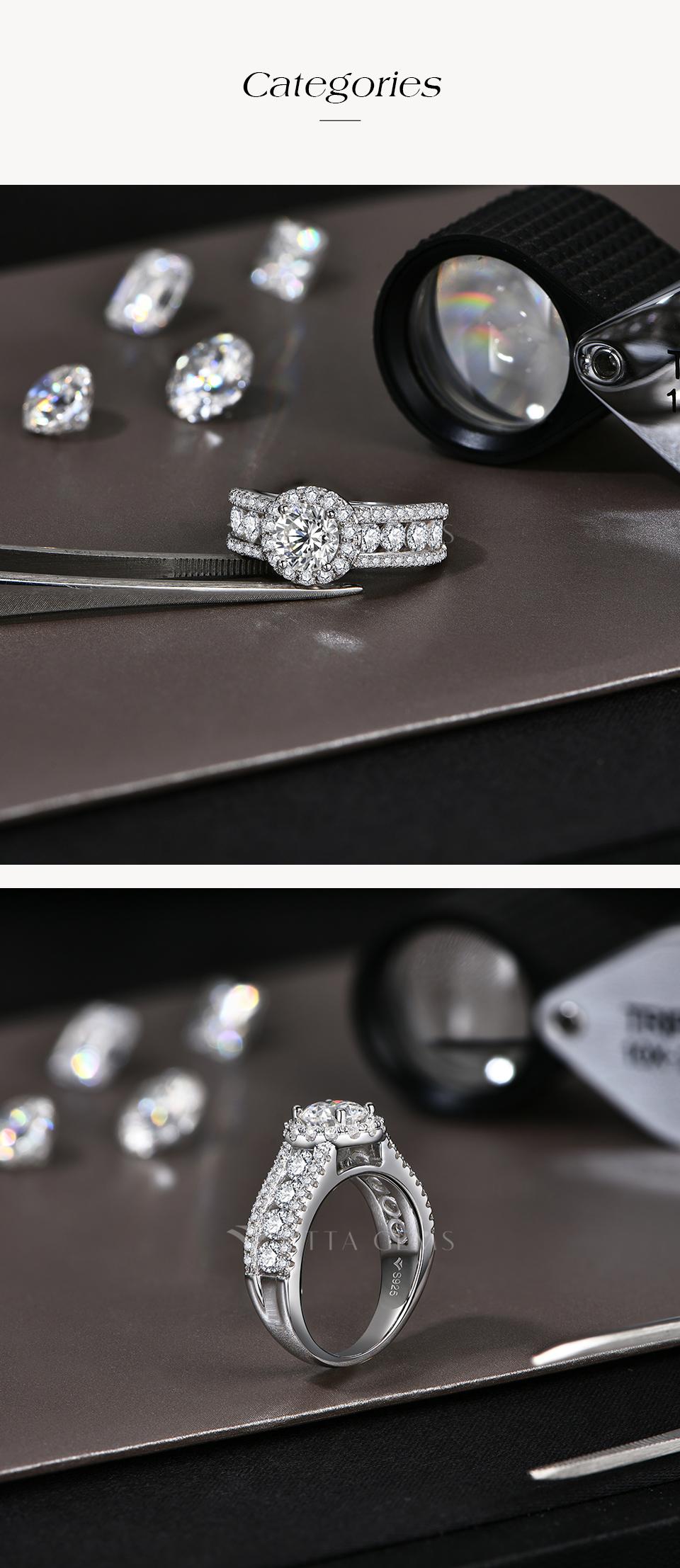 New Round Cut 1.0ct Full Lab-Created Moissanite Ring Engagement Promise Rings Fine Jewelry Gift for Her R241 SpringStatements