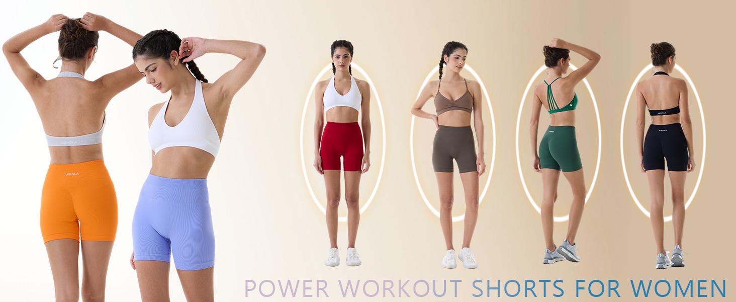 AUROLA Power Scrunch Butt Workout Shorts for Women Seamless Gym Shorts High Waist Tummy Control Yoga Biker Shorts SpringStatements