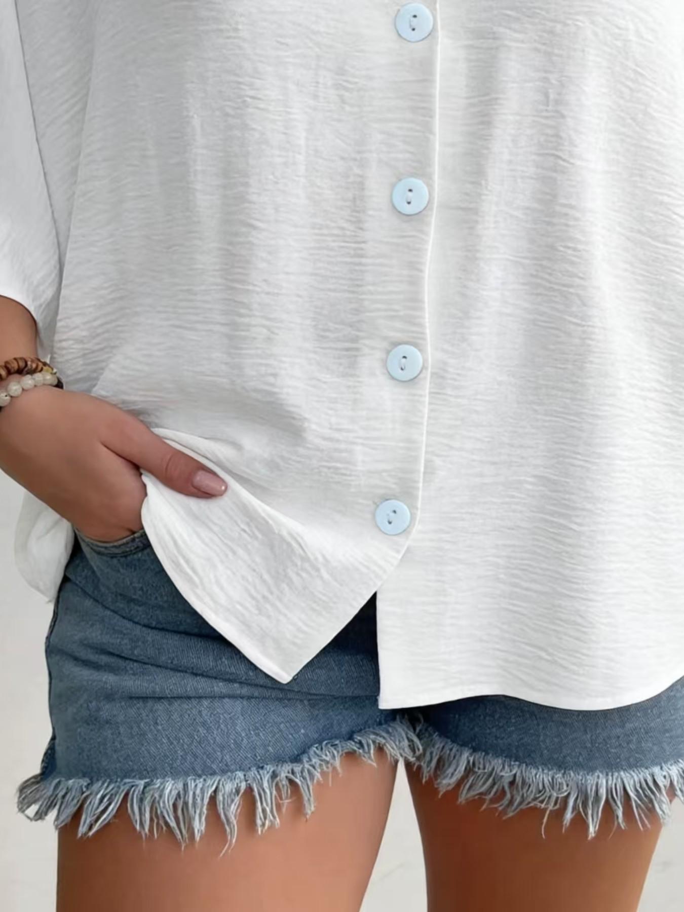 Women's V-Neck Button Ice Silk Wrinkle Solid Color Cardigan, Long Sleeve Fashion Top, Comfortable and Stylish Outerwear for Daily Wear