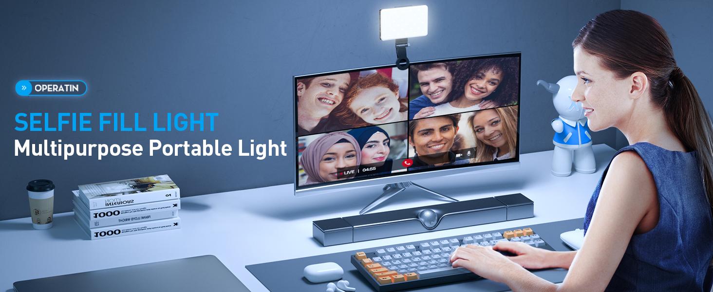 Vlog tiktok Selfie Fill Light,Led High Power Rechargeable Clip Fill Video Conference Light with Front&Back Clip, Adjusted 3 Light Modes for Phone, Laptop, for Makeup Vlog tiktok Selfie Fill Light,Led High Power Rechargeable Clip Fill Video Conference Light with Front&Back Clip, Adjusted 3 Light Modes for Phone, Laptop, for Makeup