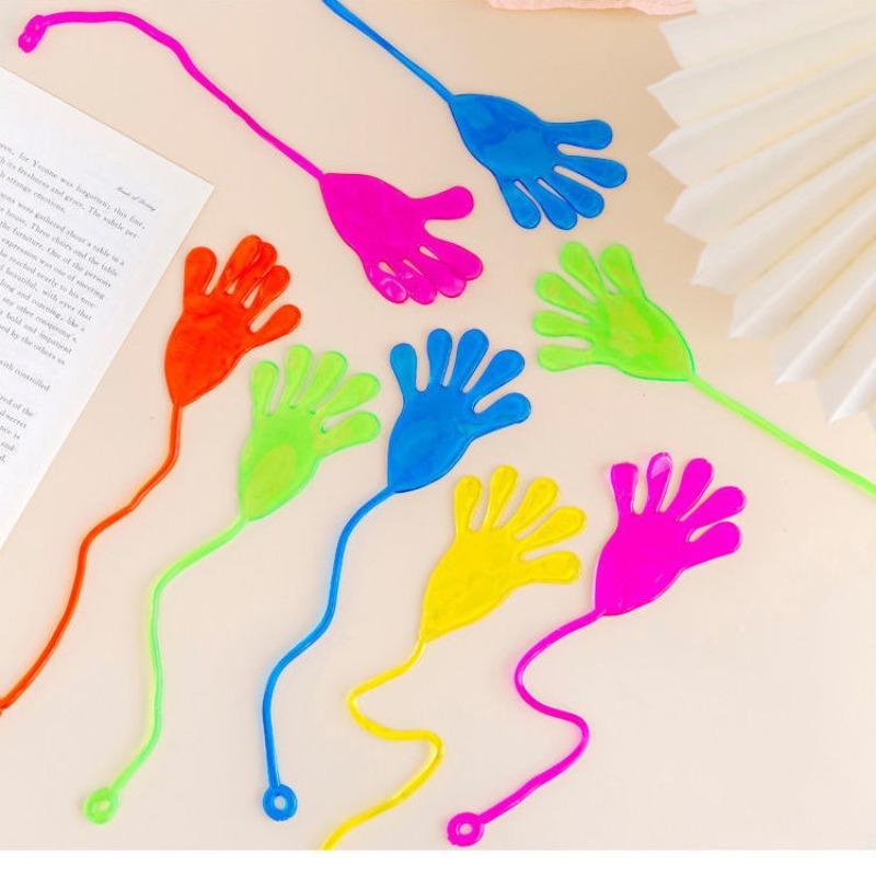 10pcs Random Color Elastic Palm Soft Gel Stress Relief Sticky Hands Spider Web Wall Climbing Spiderman Toy for Kids