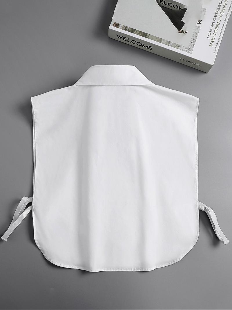 Women's Elegant Button Design Fake Collar, Spring & Fall Woven Fabric Neck Cover, Versatile Shirt Sweater Pullover Accessory