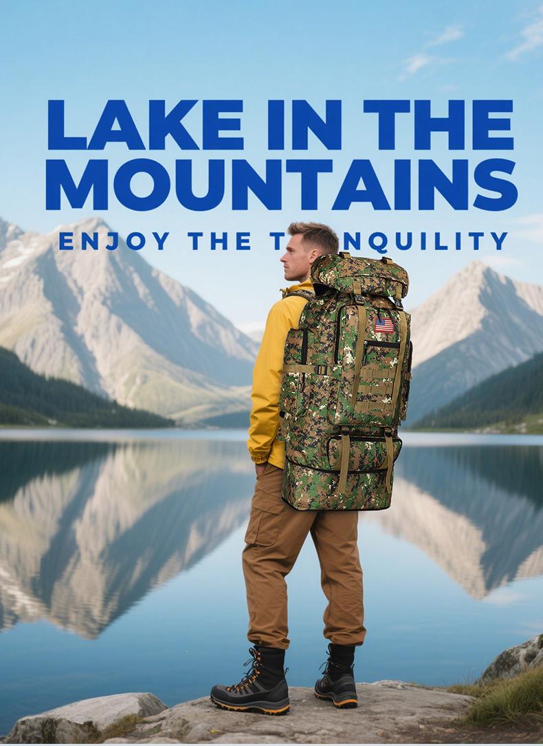 Emergency Escape Bag, 100L Big Forest Bugout Bags, 600D Oxford Fabric Camouflage Bag, Waterproof Breathable Travel Bag, Overnight Biggie Handbag, Rugged and Durable Men's Camouflage Backpack Hiking Camping Hunting, 72 Hour Emergency Escape Bag SpringState