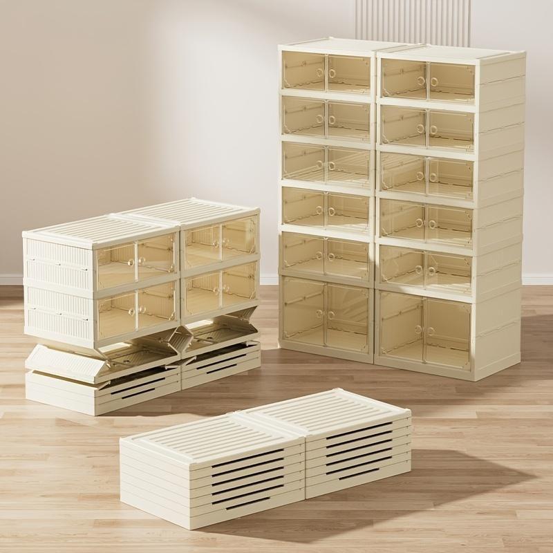 Multi-Layer Foldable Shoe Box, Dustproof Thickened Plastic, Sneaker Shoe Storage Box, Stackable Cabinet, Transparent Organizers Rack