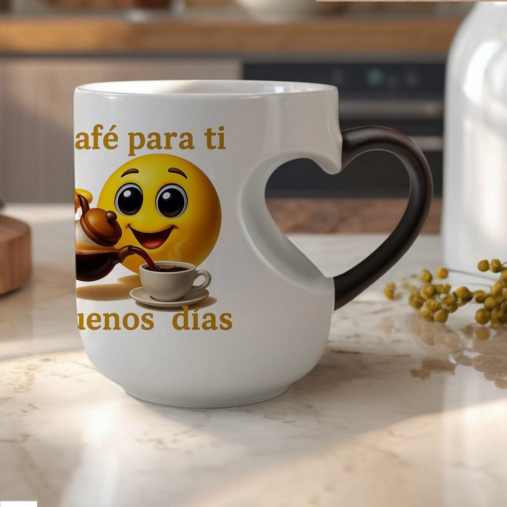 Thermosensitive Ceramic Mug, Funny Mug, Magic Color-Changing Heart-Handle Design, 11oz/330ML Capacity, Perfect Coffee Lover Gift, Ideal for Daily Use & Special Occasions, Ceramic Drinkware