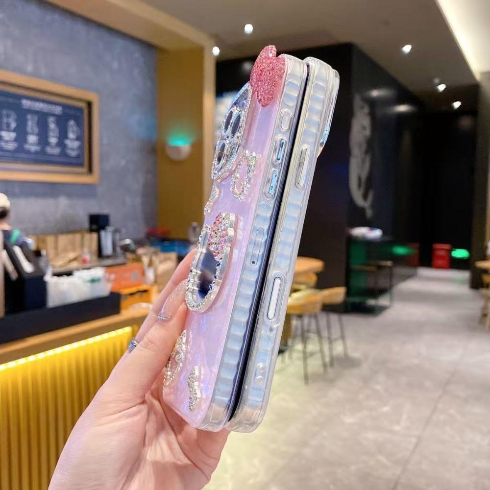 Trendy Cute Shell Pattern Sparkling Cat Mirror Phone Case For iPhone 17 16 15 14 13 12 Pro Max Plus Fashion Protective Cover