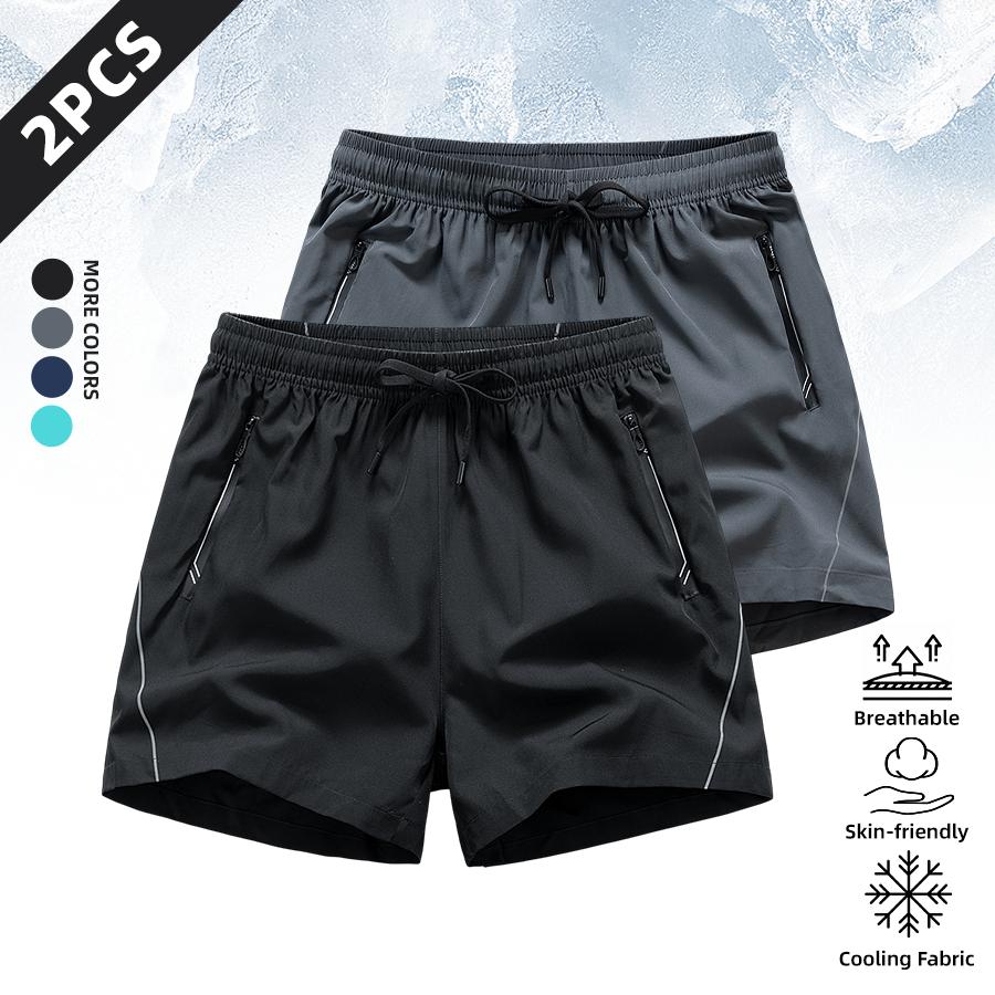 Men’s 4-Pack Quick Dry Athletic Trouser Shorts , Breathable Plain Gym Shorts with Zipper Pockets & Adjustable Drawstring, Big & Tall Cargo Menswear Activewear with Reflective Trim for Running, Workouts & Outdoor Training outdoorfun