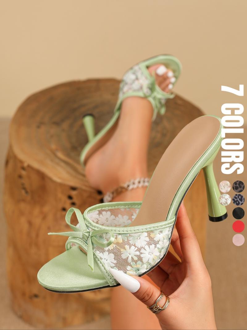 Women's Fashion Leopard Print Mule Sandals, Elegant Pointed Toe High Heel Sandals for Party, Daily Clothing Decor for Women & Girls