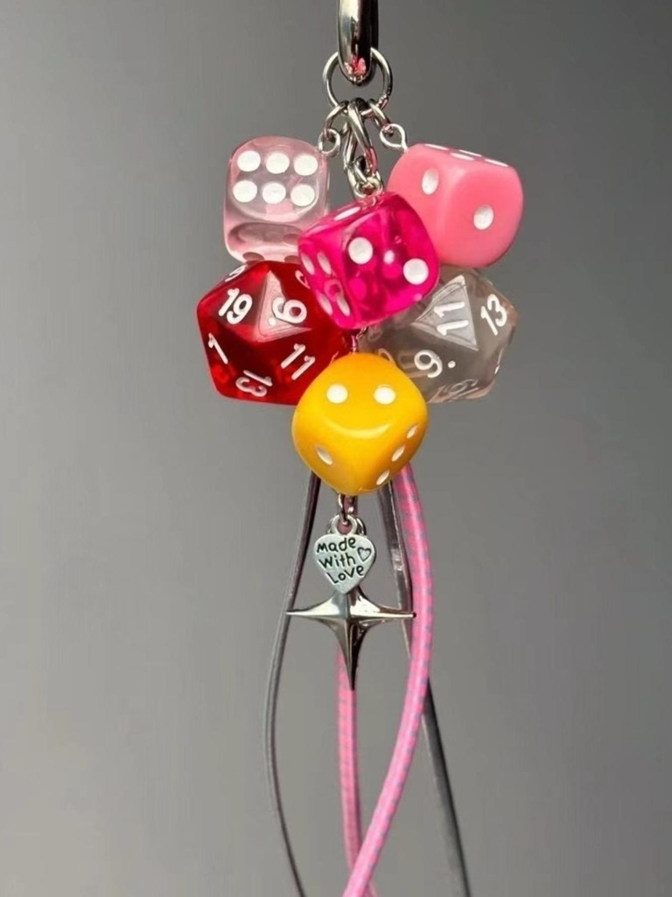 Handmade Vintage Style Keychain, Dice Beaded Pendant, Perfect Gift, Bag Charm, Car Decoration, Unique Fun Accessory