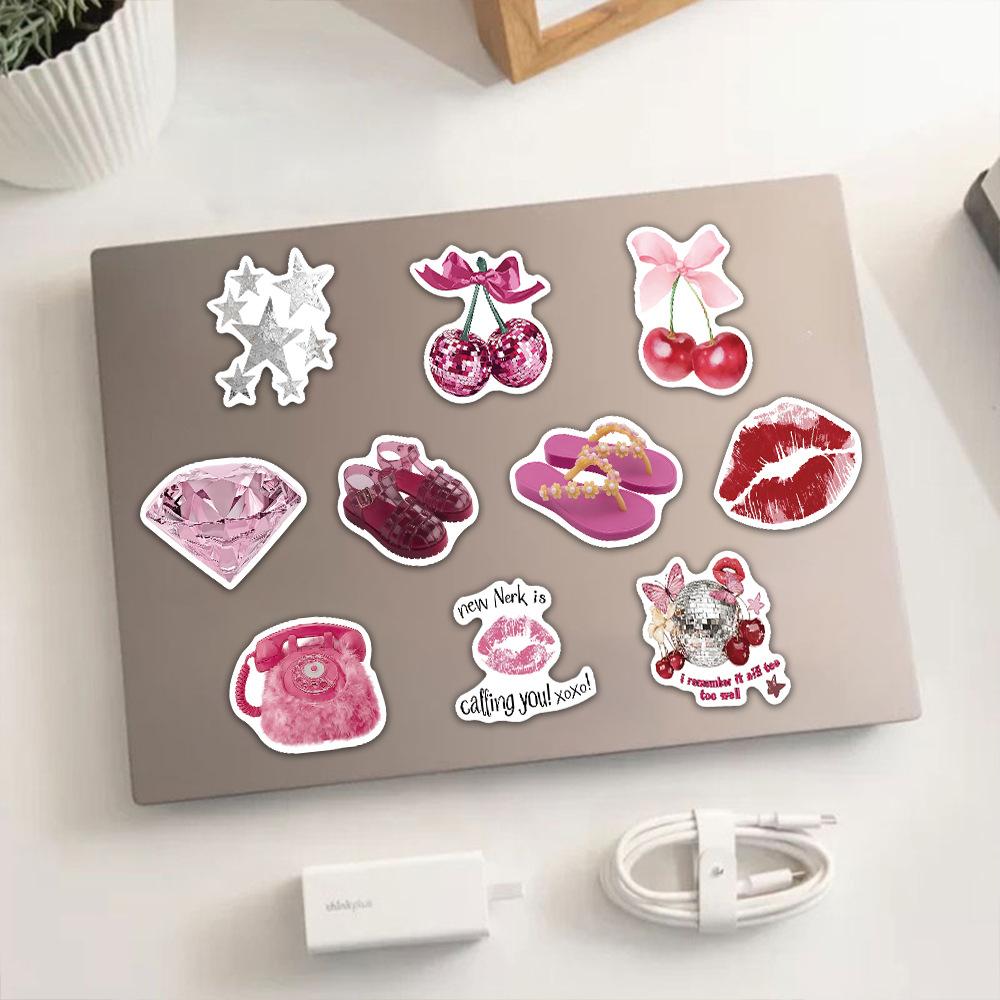 55pcs Pink Cartoon Stickers, Suitable for Scrapbooks, Diaries, Laptops, Water Bottles, Cars, Etc. A Gift with A Positive Message and Based on Beliefs.