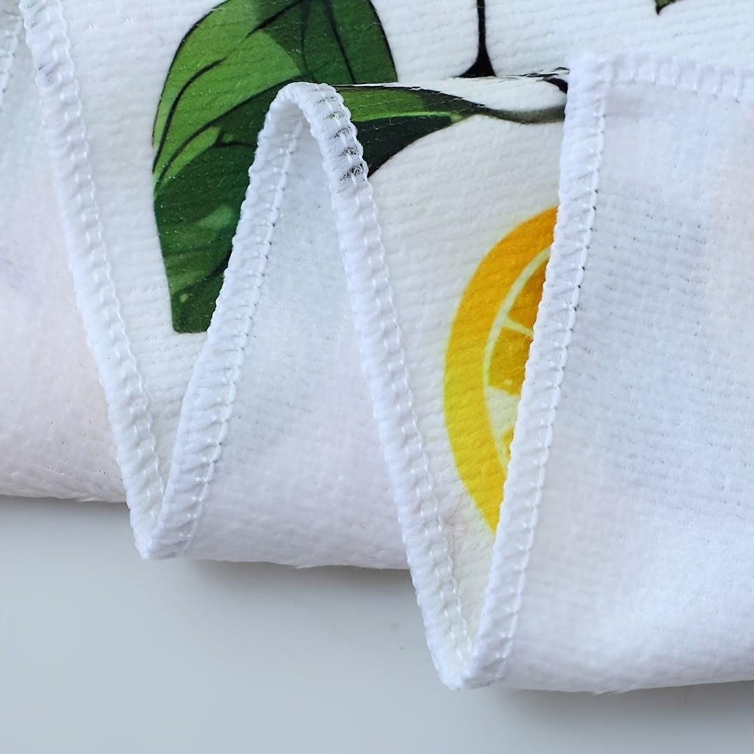 2-Piece Lemon Pattern Kitchen Towels Set, Polyester Cleaning Cloth, Highly Absorbent, Soft and Durable, Ideal for Glass, Cooktops, Pots, Bowls