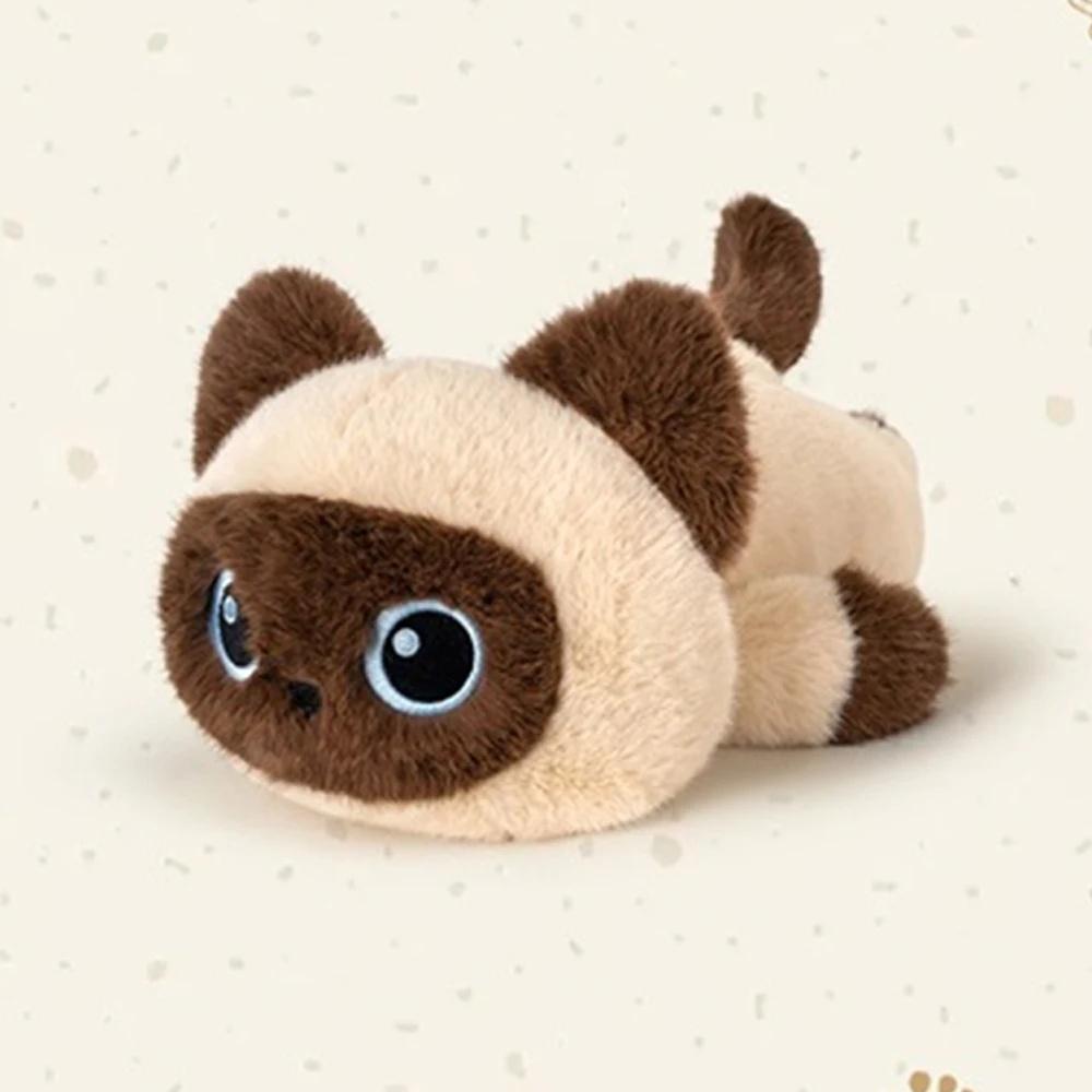 25cm Black Siamese Cat Plush Toy - Cartoonish, Artificial Touch, Soft Stuffed Kitten Doll - Kids Birthday Gift