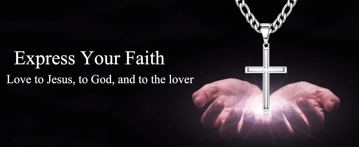 925 Sterling Silver Cross Necklace for Men Women Durable Stainless Steel Figaro Link Cuban Chain Crucifix Pendant Necklace Jewelry 2pcs Length Chains 925 Sterling Silver Cross Necklace for Men Women Durable Stainless Steel Figaro Link Cuban Chain Crucifix Pendant Necklace Jewelry 2pcs Length Chains