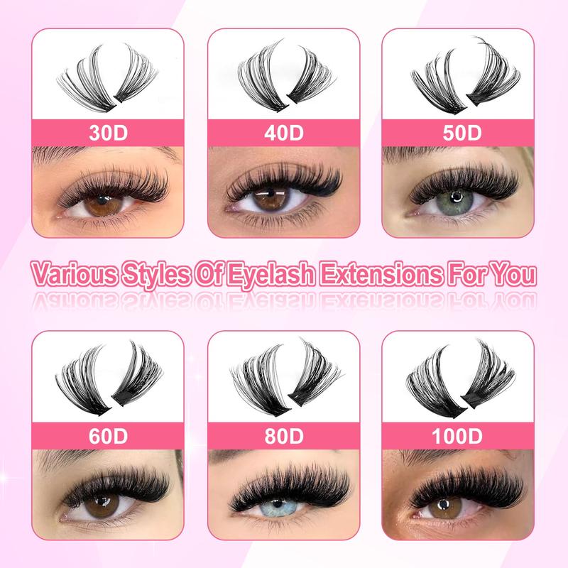 High-capacity false eyelashes in various styles, D-curved design, easy DIY personal false eyelashes, DIY false eyelash extension kit, Individual lash extensions, suitable for daily use, parties, travel