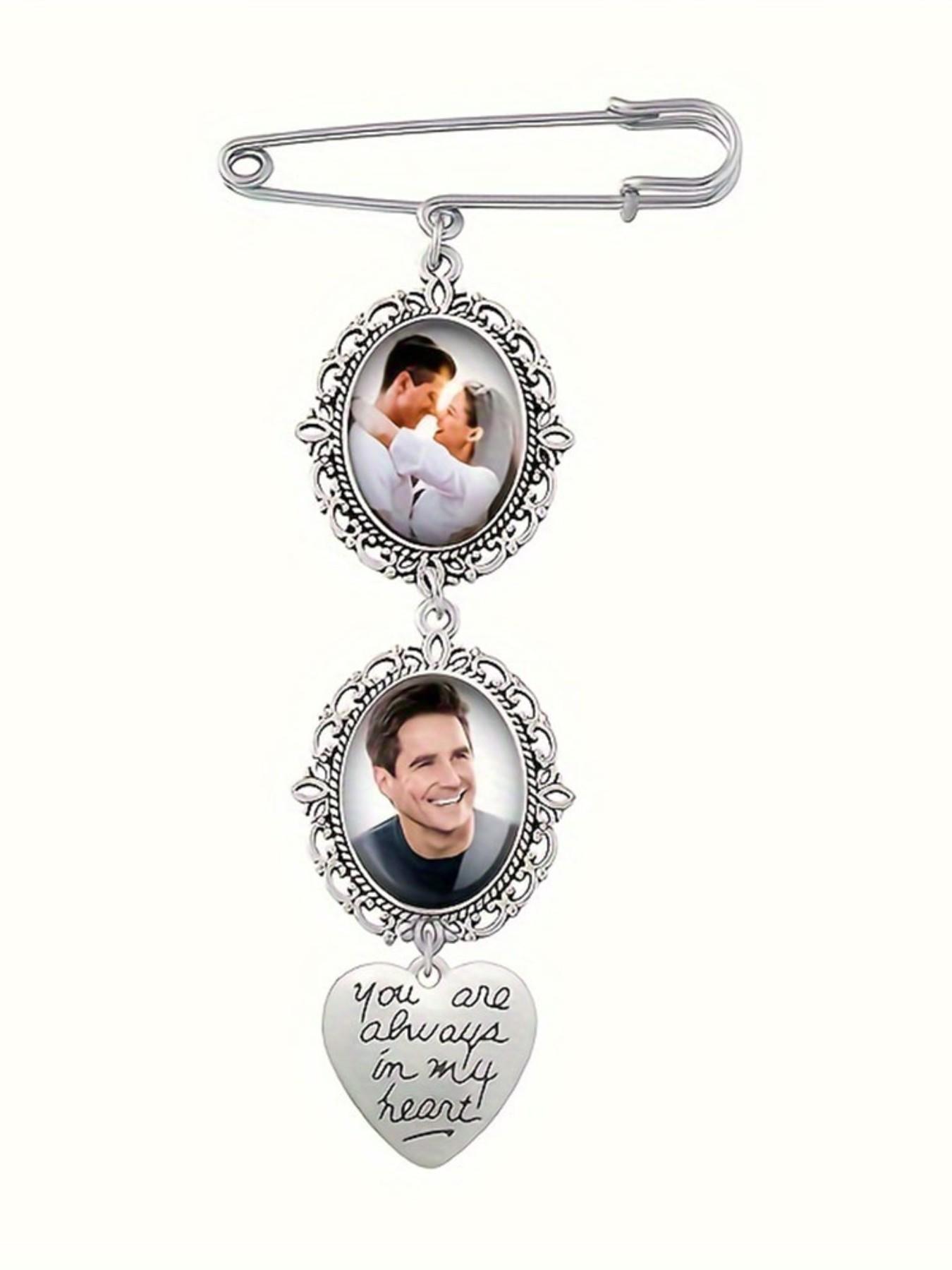 Personalized Graduation Decoration Memorial Ornament, DIY Moonstone Oval Glass Frame Pin Gem Base Holder, Wedding Photo Brooch Gift