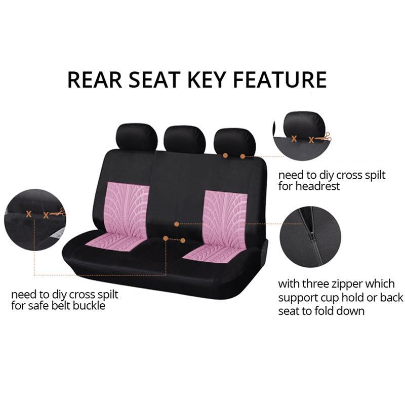 5-Seater Cute Car Seat Covers Universal, Fabric Stylish Car Seat Protectors for Front & Rear Seats, Airbag Compatible, Fits Most Cars SUVs & More, Car Interior Accessories