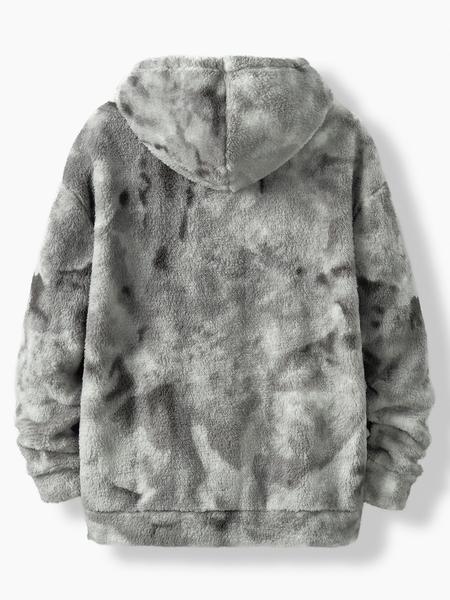Men's Tie-Dye Hooded Sweatshirt, Soft Plush Drop Shoulder Pullover, Casual Loose Fit for Fall & Winter Layering