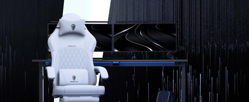 Dowinx Gaming Chair, pocket spring pad, ergonomic computer chair, waist massage and foot pedals for adults, high back gaming chair leather office gaming 300 lb