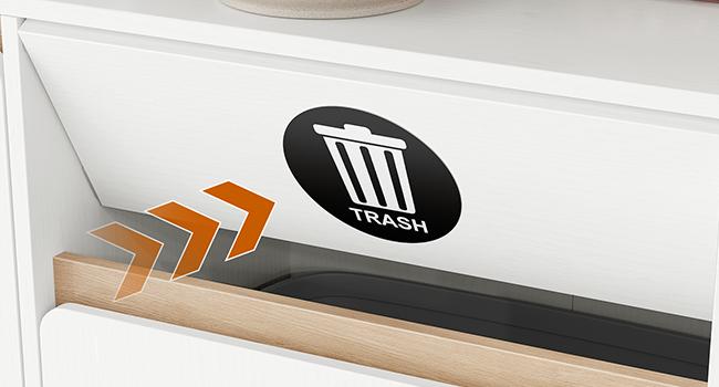 HOOBRO Double Trash Cabinet, 20 Gallon Freestanding Trash Can Cabinet, Removable Shelf & Anti-Tip Kit, Freestanding Kitchen Trash Storage Cabinet, White and Natural WN05LJ01