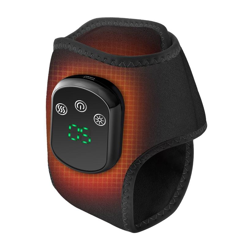 Cordless Ankle Massager with Heating Vibration, USB Rechargeable Heated Wrap, 5 Heat Levels, 3 Vibration Modes, Left & Right Foot Use, Relaxation Aid, Chrismas Gift