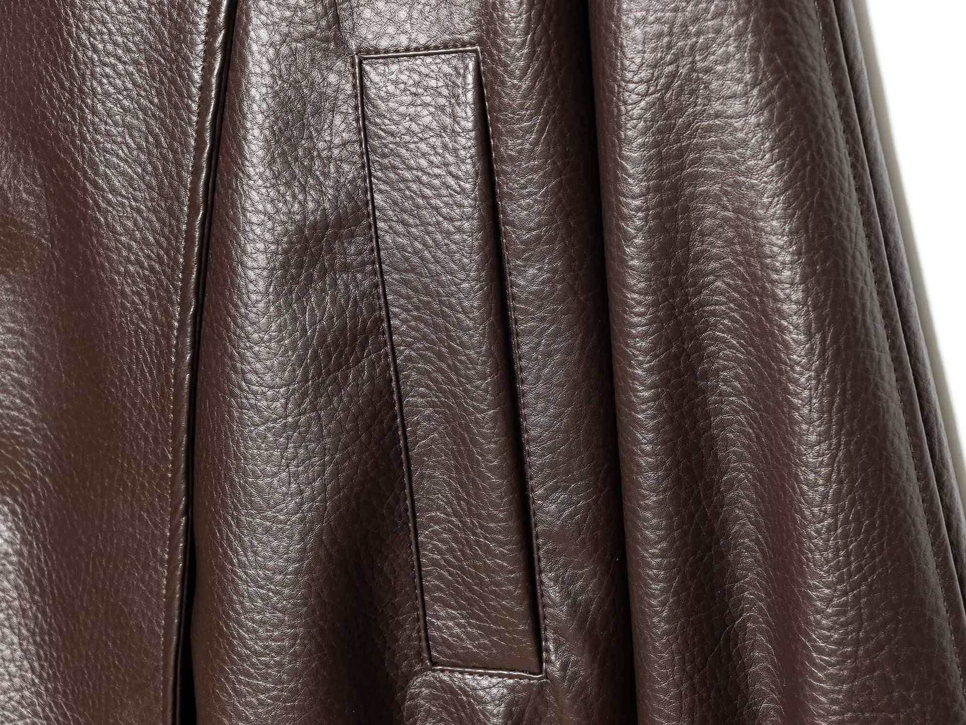 Women's Faux Leather Stand Collar Moto Jacket, Elastic Hem Casual Streetwear, Long Sleeve Water-Resistant Outerwear for Spring & Fall, Coats