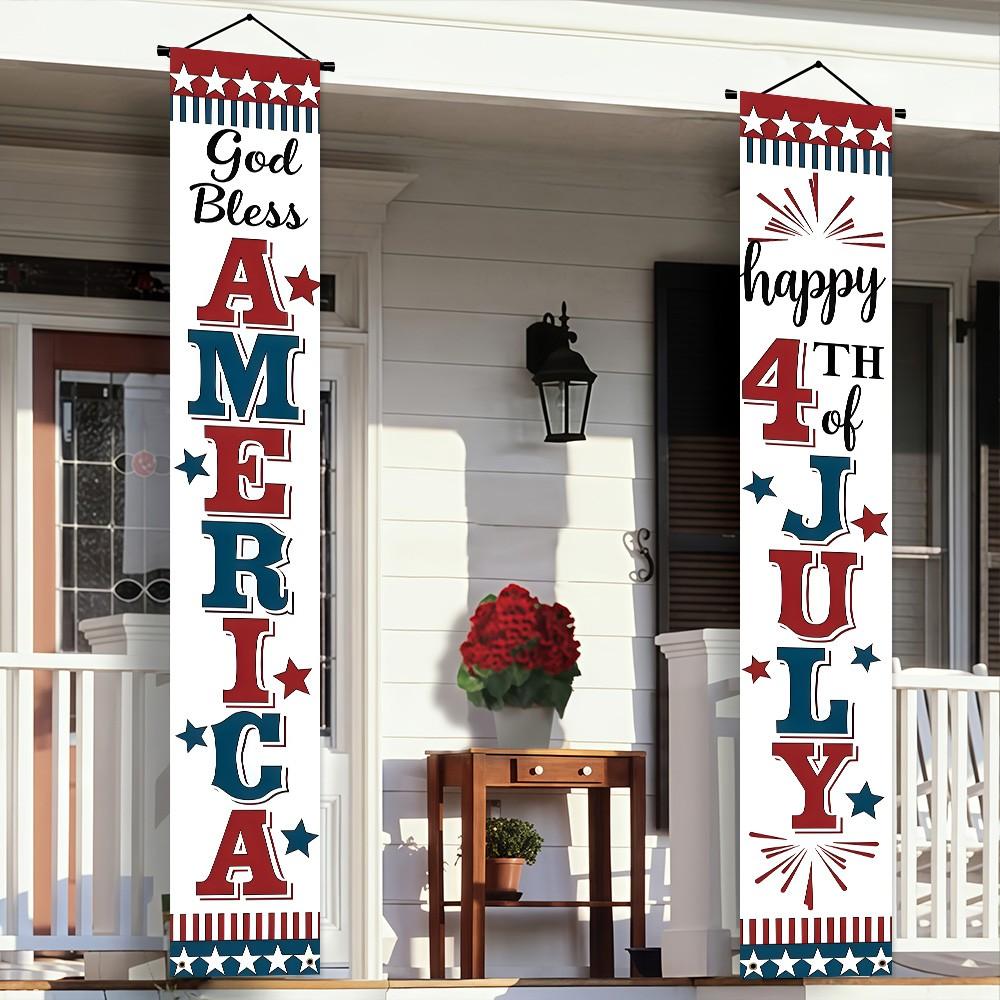 Independence Day Banner Set, Polyester Party Decoration Flags, Outdoor Banners, 180cm X 30cm, July 4th Porch Hanging Decorations, Home Celebration, Wall Decor Banner