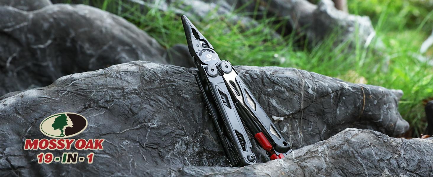 #JumpstartSale MOSSY OAK Multitool, 19-in-1 Stainless Steel Multi Tool Pliers, Self-locking EDC Gear with Sheath for Outdoor, Survival, Camping, Hiking