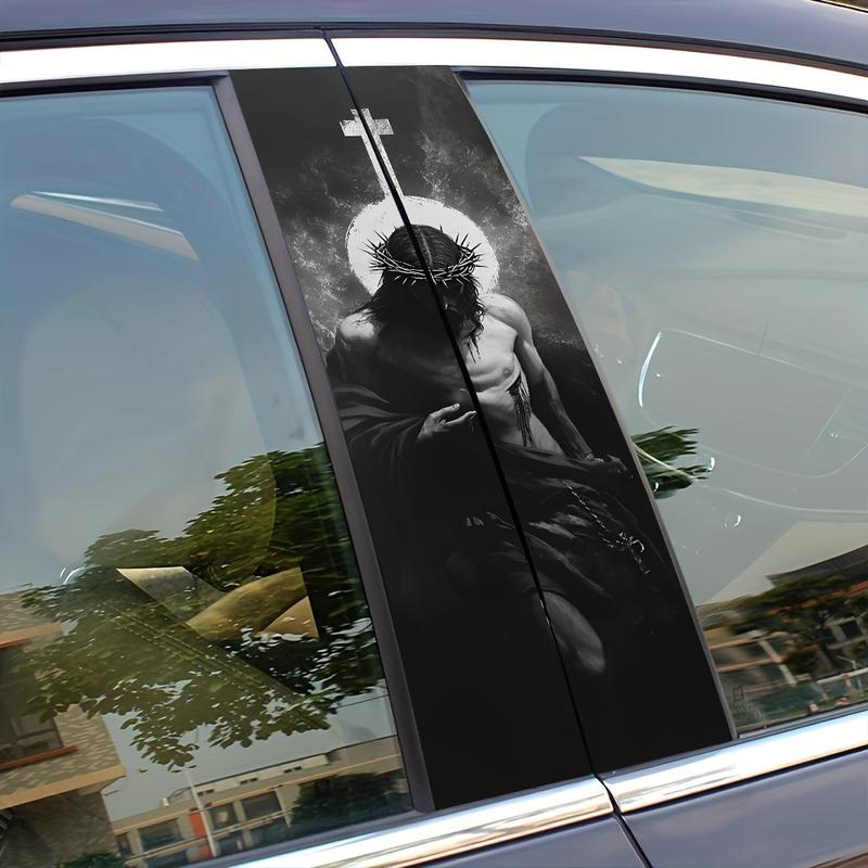 Redeemer Jesus Car Sticker, Religious Faith Vinyl, Scratch-Resistant Waterproof Sunscreen, Self-Adhesive for Glass Metal Plastic Ceramic Wood Surfaces, Windshield Sticker