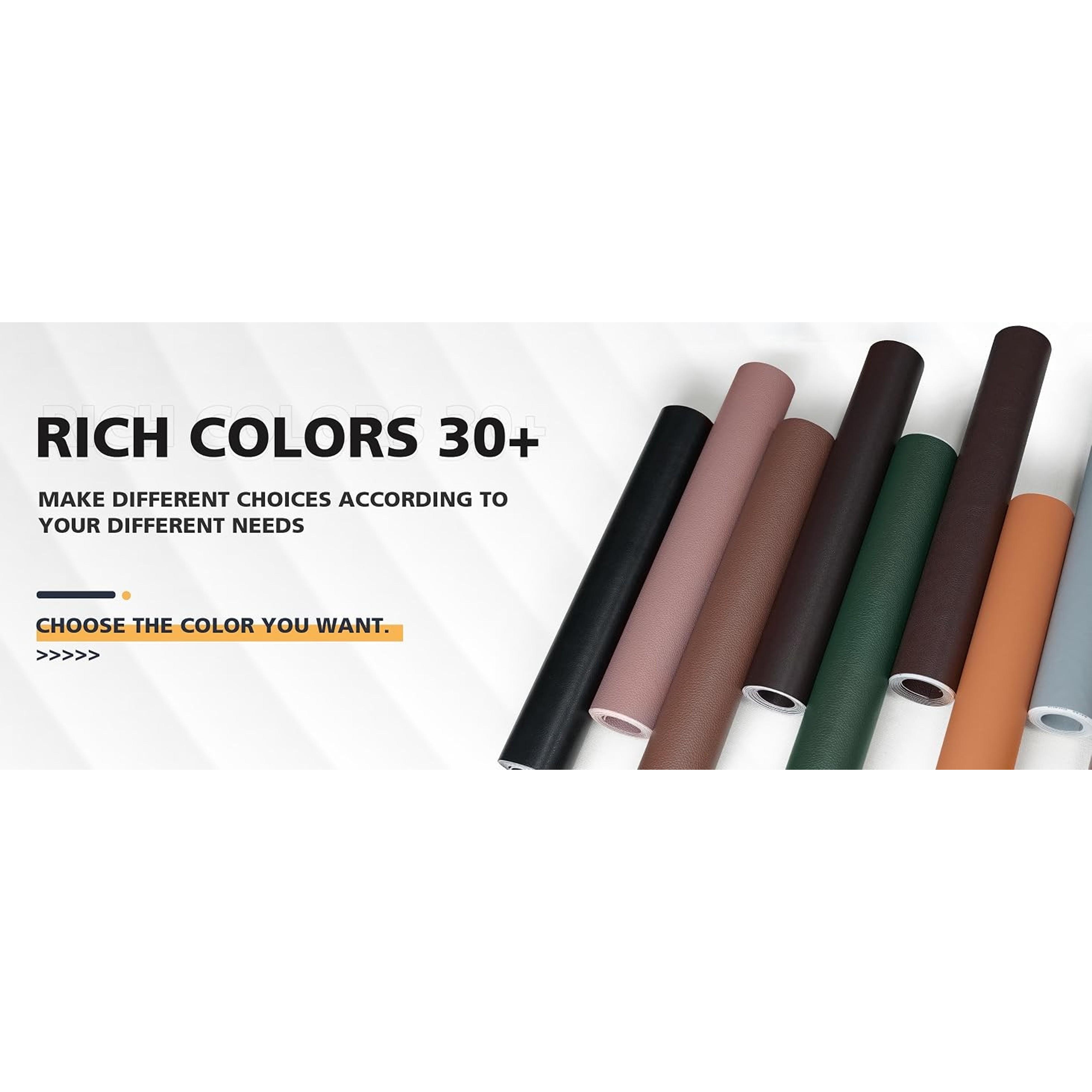 Leather Repair Patch Tape, 8 x 48 Inches Self-Adhesive Vinyl Repair Kit for Sofas, Furniture, Car Seats, Couch - Black