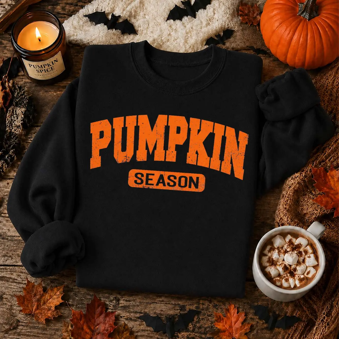 Women’s Pumpkin Season Graphic Sweatshirt, Orange Letter Print Crewneck Pullover, Cozy Long Sleeve Fall Top, Casual Autumn Shirt for Pumpkin Patch, Coffee Runs, Weekend Wear, Halloween Season & Seasonal Gifts