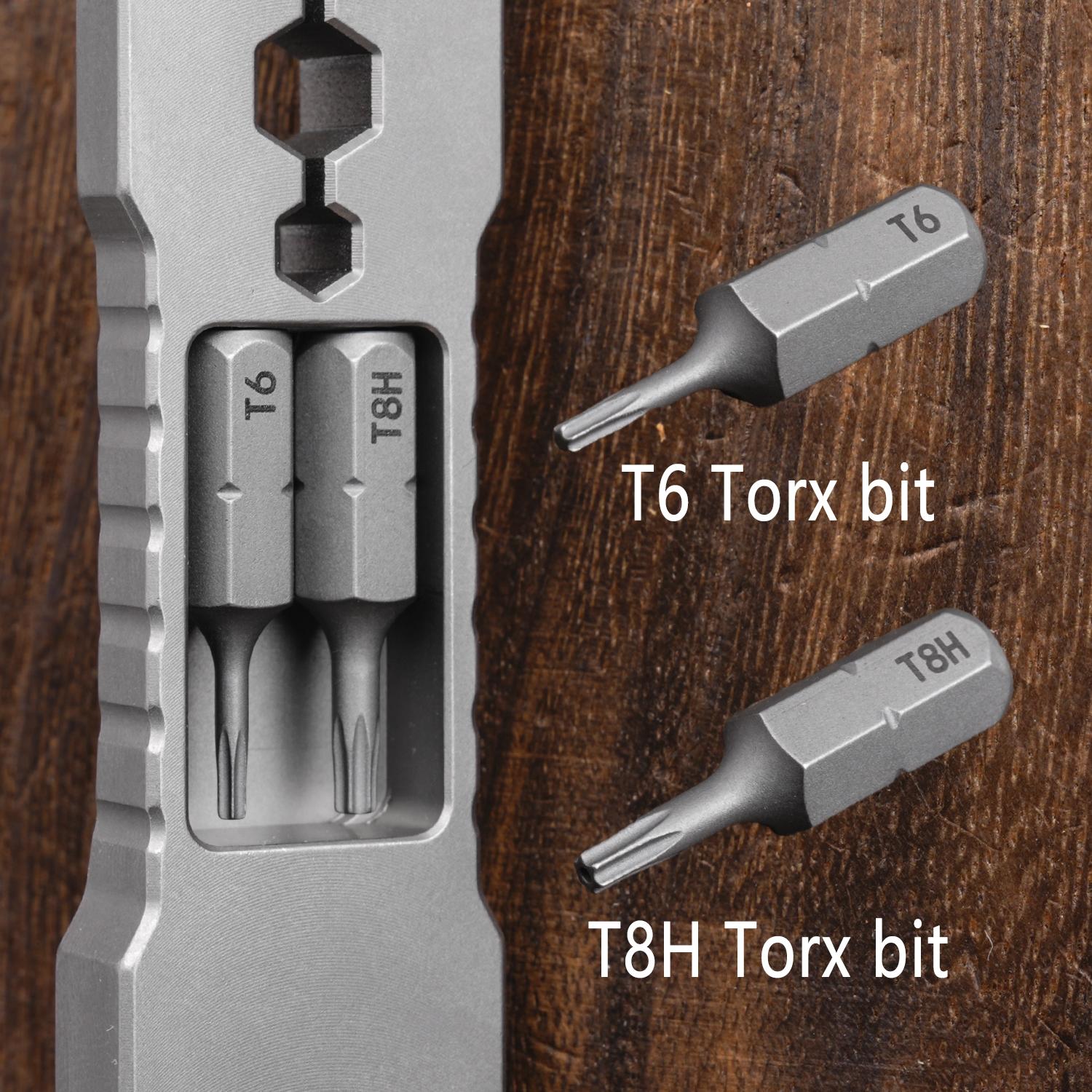 Titanium Alloy Dual Direction Ratchet Wrench with Mini Cross Screwdriver, Phillips Screwdriver, Small Pry Bar, Outdoor Bottle Opener