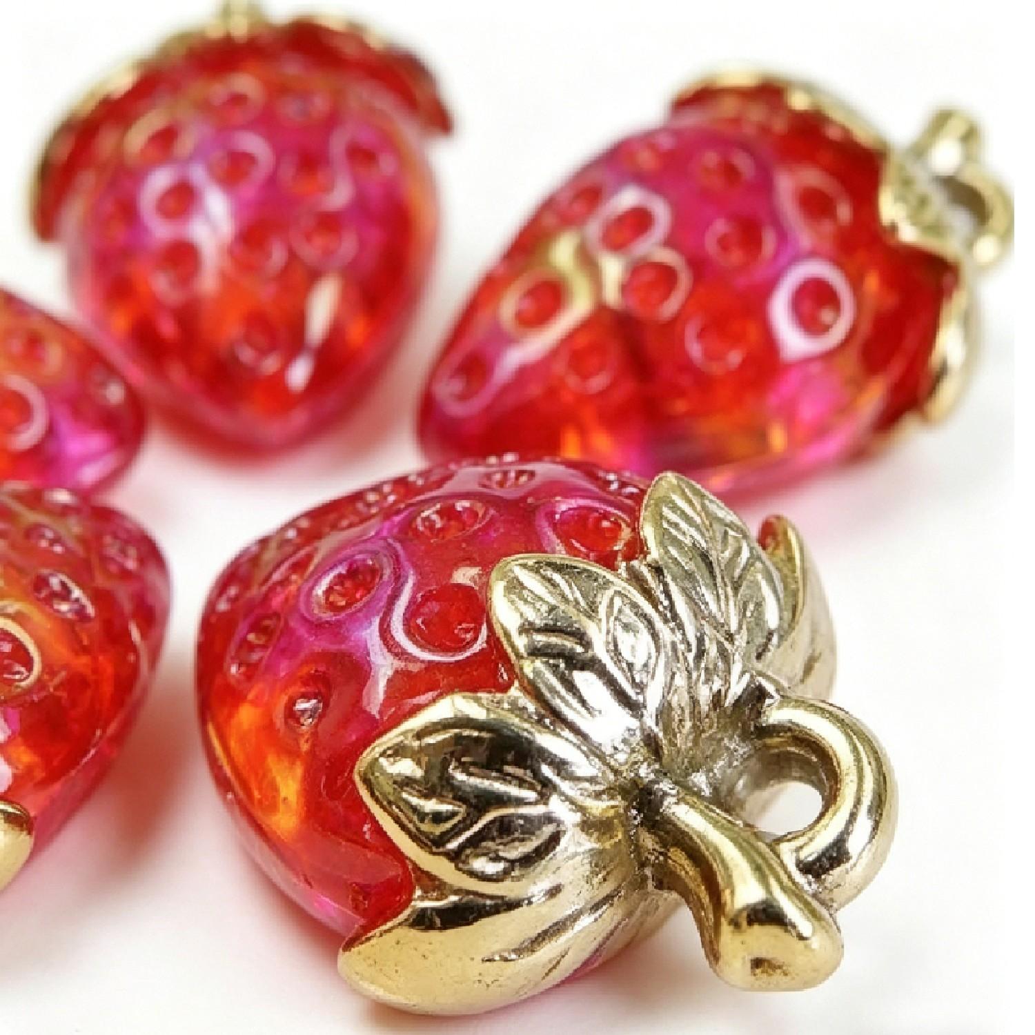 5pcs Acrylic Strawberry Charms, Transparent Fruit Design, Cute 3D Pendants for DIY Bracelets, Necklaces, Earrings, Phone Lanyards, Bags