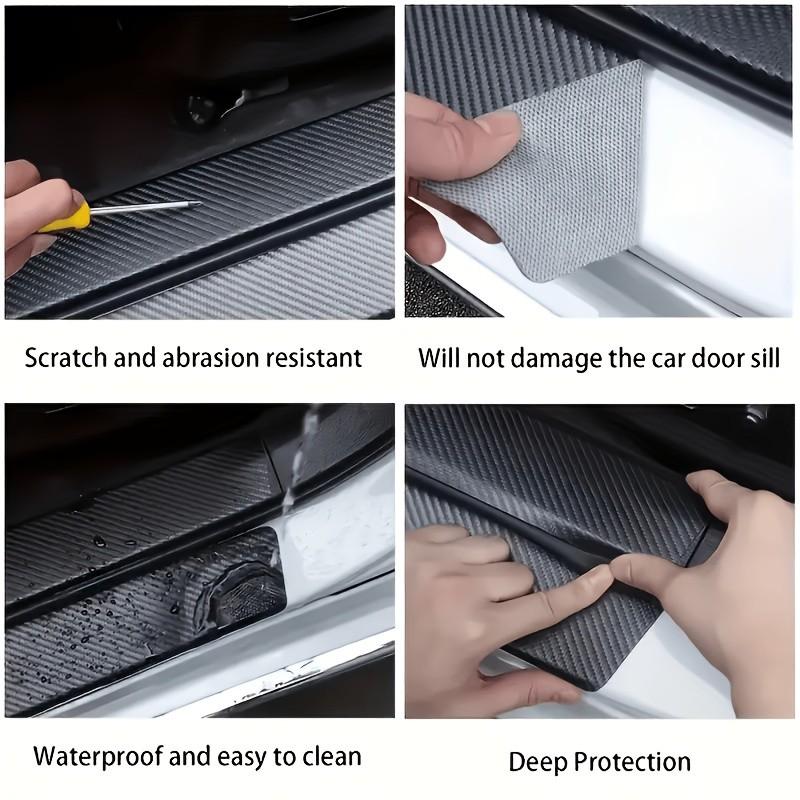 5-Pack Heart Carbon Fiber Car Threshold Guards, Scratch-Resistant Decorative Trim, Perfect Fit for Vehicle Protection