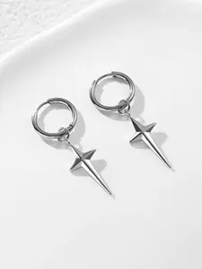 Unisex Stainless Steel Cross Pendant Earrings, Trendy Hip Hop Fashion Jewelry, Perfect Gift for All Seasons, Versatile Accessory