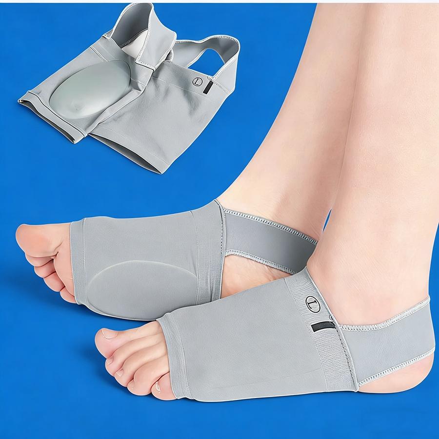 Elastic Heel Strap Arch Support Socks, Comfort Gray Foot Compression Socks with Arch Pads for Sports & Daily Walking