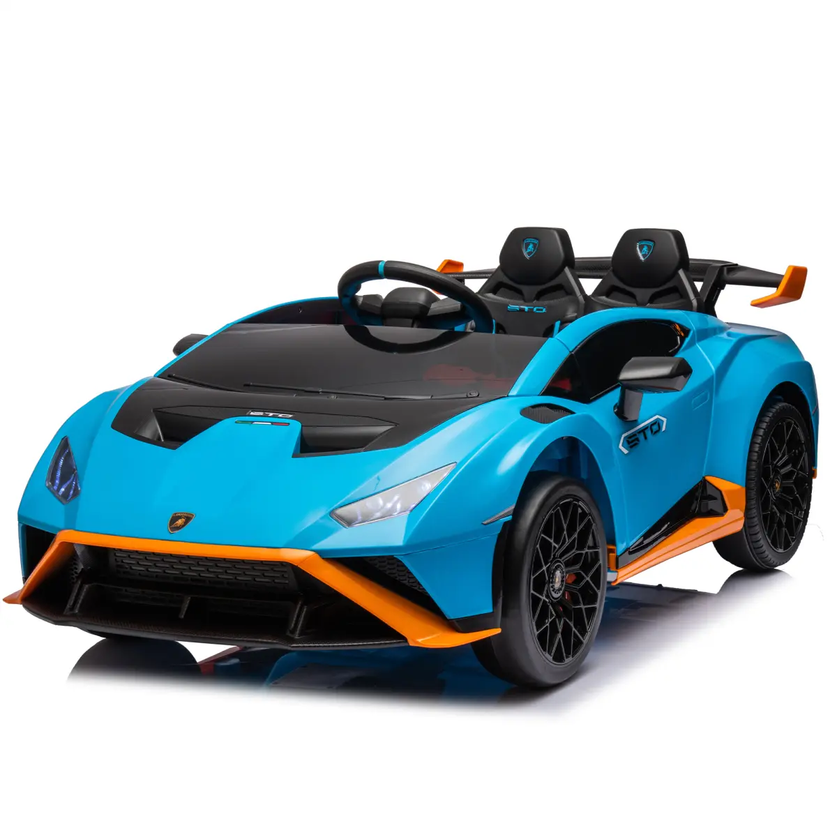 AobtkelLamborghini Huracan Sto 24V Kids Electric Ride-On Drift Car: Speeds 1.86-5.59 MPH, Ages 3-6, Foam Front Wheels, 360° Spin, LED Lights, Dynamic Music, Early Learning, USB Port, Drift Feature