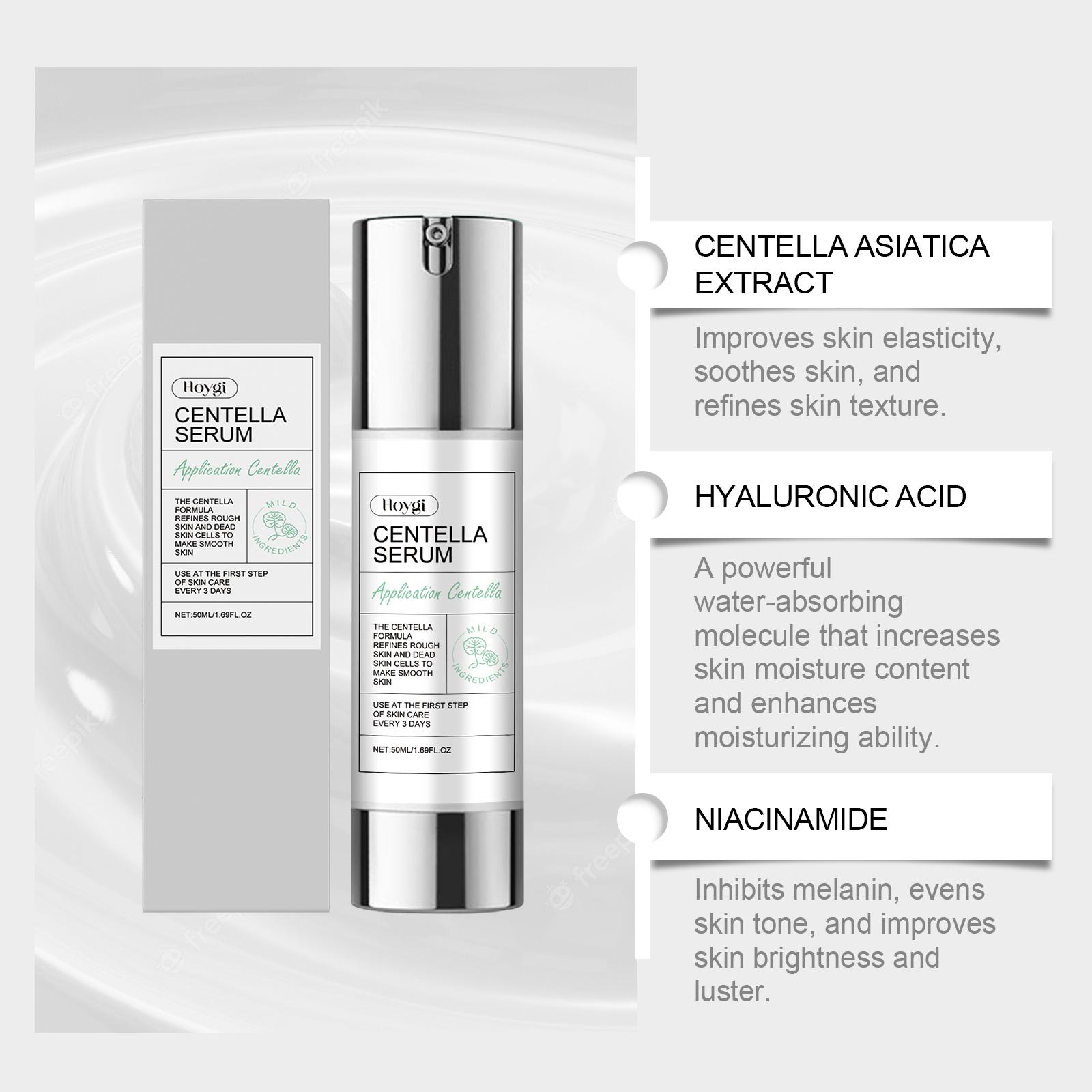 Centella Asiatica Serum (50ML), Natural Ingredients, Tightening & Hydrating, Reduces Acne, Smooths Skin, Daily Facial Care Essence