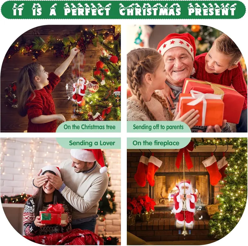 2026 Electric Climbing Santa Christmas Ornament - Battery-Powered, Rope-Hung with Light, Music, Sound Animation, Climbing Beads, Ladder - Indoor Home Decor Gift (Toys & Hobbies, Educational Science & Technology Toy)