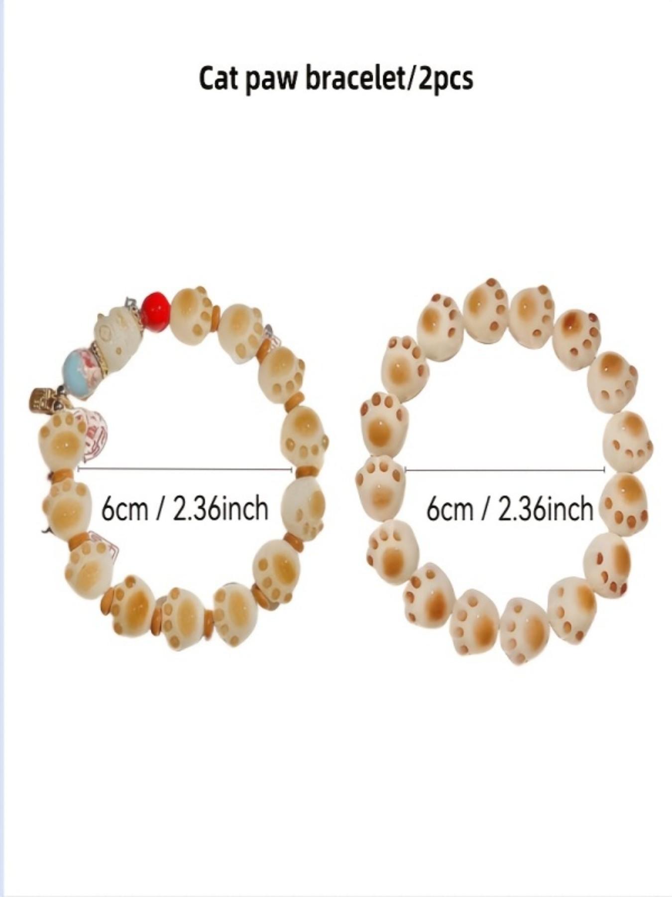 2pcs, Sweet and Cute Charcoal Charcoal Caramel Cat Claw Bracelet, Acrylic Material Cat Design, Unique Instagram Style, Perfect Birthday Gift, Festival Gift, Valentine's Day Gift, Student Best Friend Gift, Suitable for Daily Wear