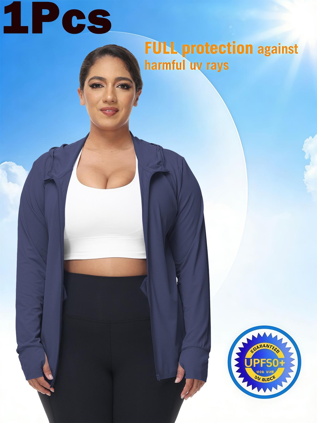 Summer Women's Upf50+ Ice Silk Sun Protection Jacket, Loose Fit Hooded Breathable UV Blocking, Running Yoga Outdoor Cycling Sport Coat, Workout Yoga Jacket, Sports Outerwear