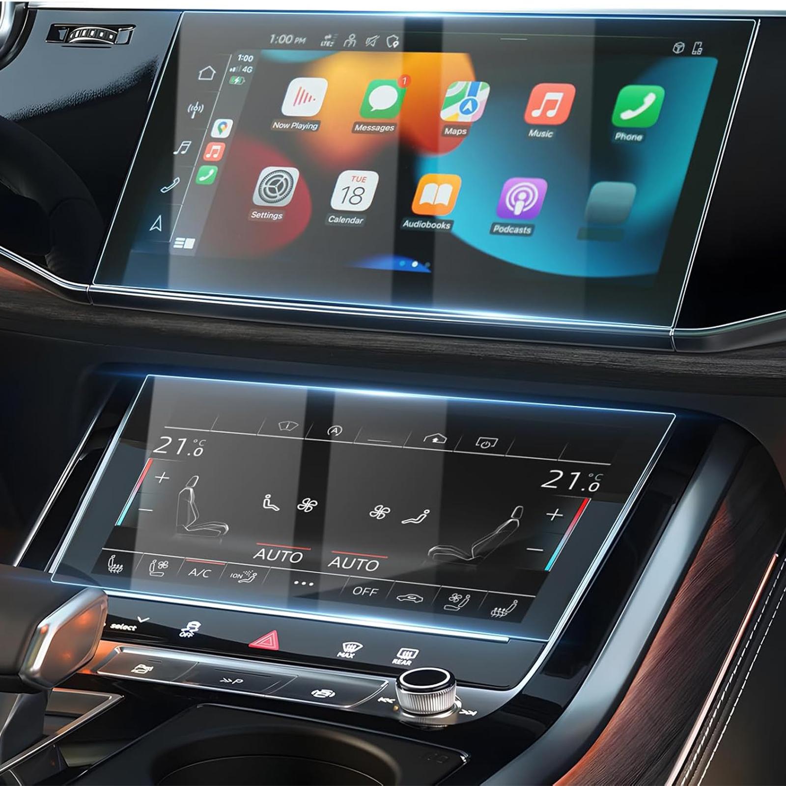 Canvcle 2 Pack Screen Protector for 2020-2025 Audi Q7 Q8 10.1-Inch Upper + 8.6-Inch Lower Screen, 9H Tempered Glass Screen Protector for Audi Q7 Accessories, Car Radio Screen Cover Anti Fingerprint Durable Protection Canvcle 2 Pack Screen Protector for 2020-2025 Audi Q7 Q8 10.1-Inch Upper + 8.6-Inch Lower Screen, 9H Tempered Glass Screen Protector for Audi Q7 Accessories, Car Radio Screen Cover Anti Fingerprint Durable Protection