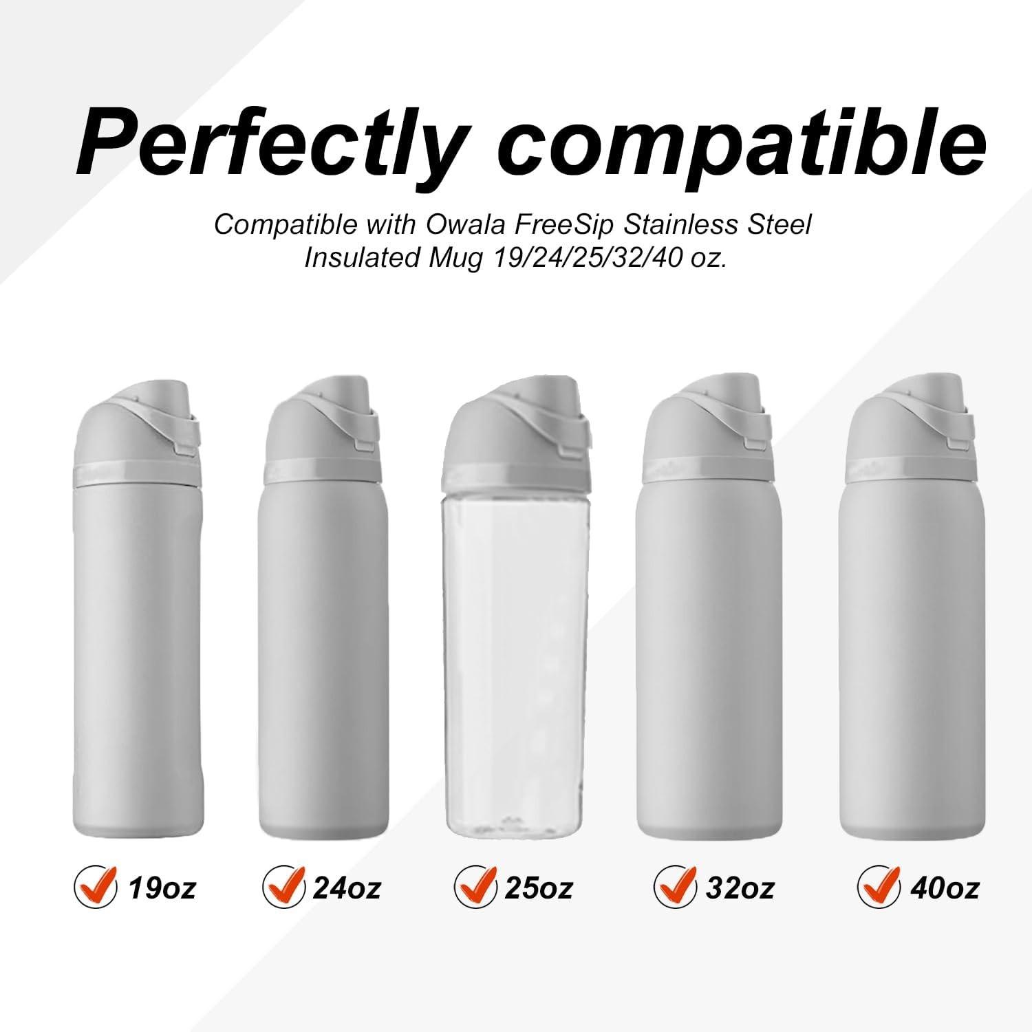 4-Pack Replacement Bottle Stopper, Compatible with 24oz and 32oz Water Bottles, Silicone Seal Rings, Fits 16/19/24/32/40oz Caps