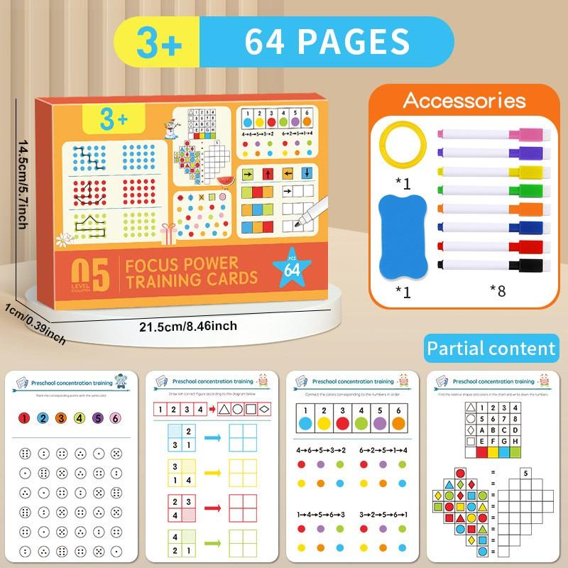 Erasable Pen Connect-the-Dots Training Cards, Erasable Pen   Eraser, Brain Training, Easter Gift for Boys and Girls, Pattern/Number/Coloronnect-the-Dots, Exercises Children's Judgment and Thinking Skills