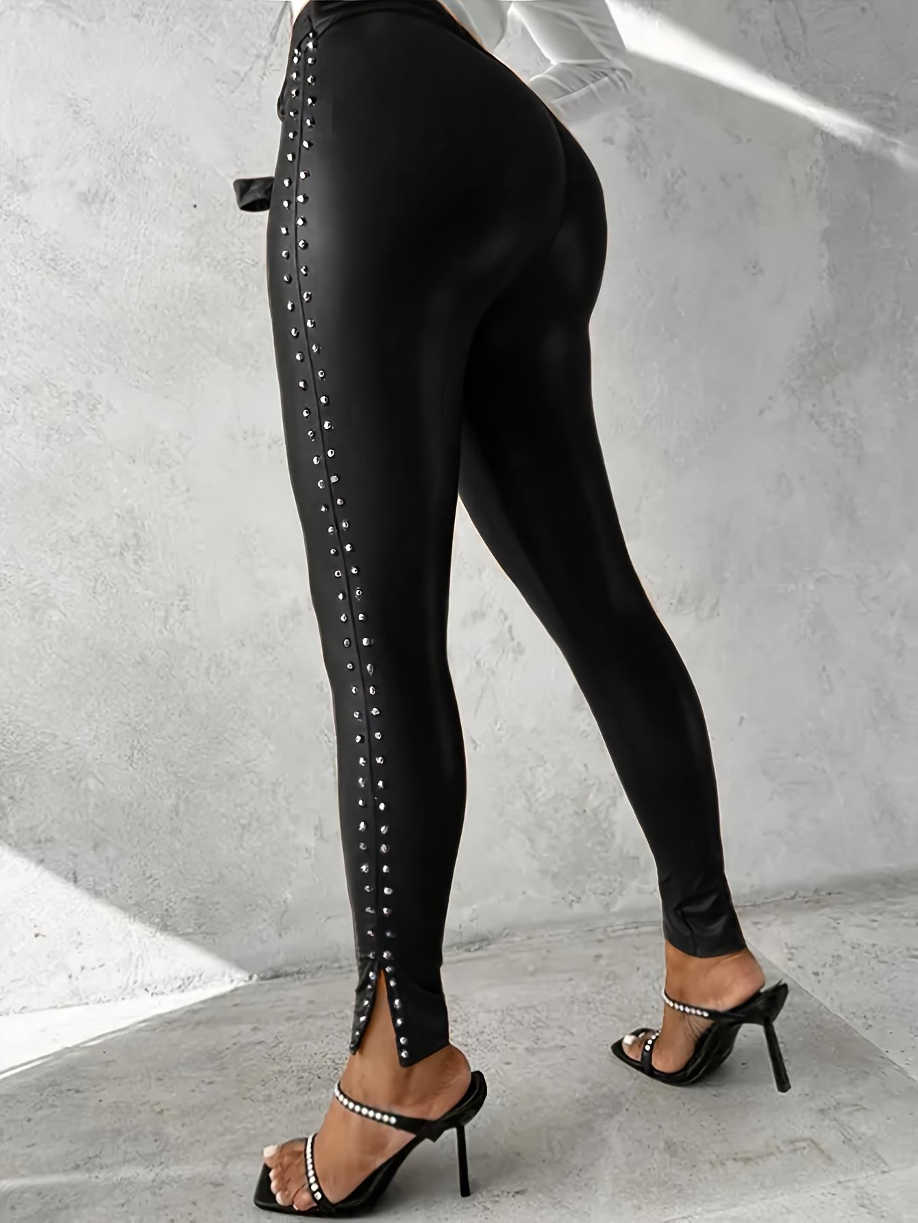 Women's Solid-Color Studded Leggings