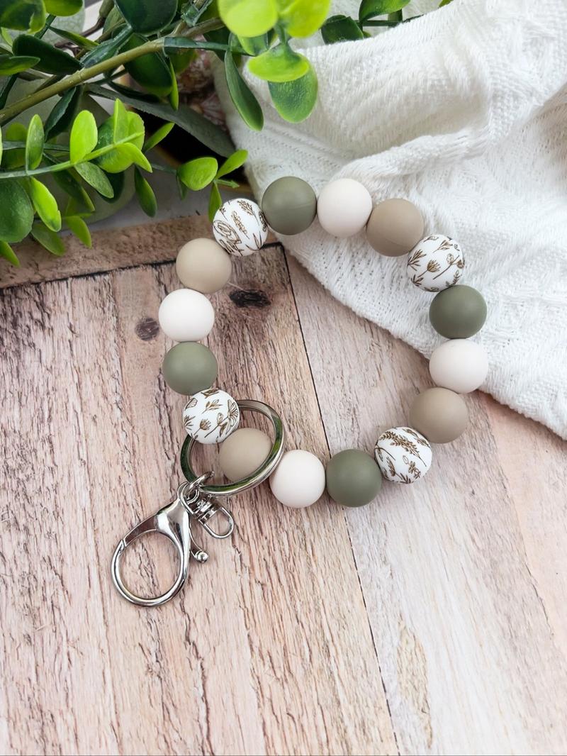 Boho Style Beaded Keychain, Colorblock Beaded Wristlet Keychain, Fashion Accessories for Women & Men, Cute Keychain, Trendy All-match & Exquisite Keychain As Gift