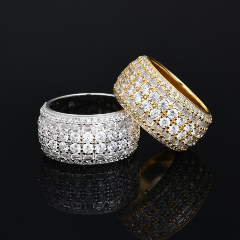 【#R362 】UCCIYO 18K Gold-Plated Ring with Lab-Grown Moissanite S925 Sterling Silver Moissanite Ring for Women Men Hip Hop Jewelry Gift