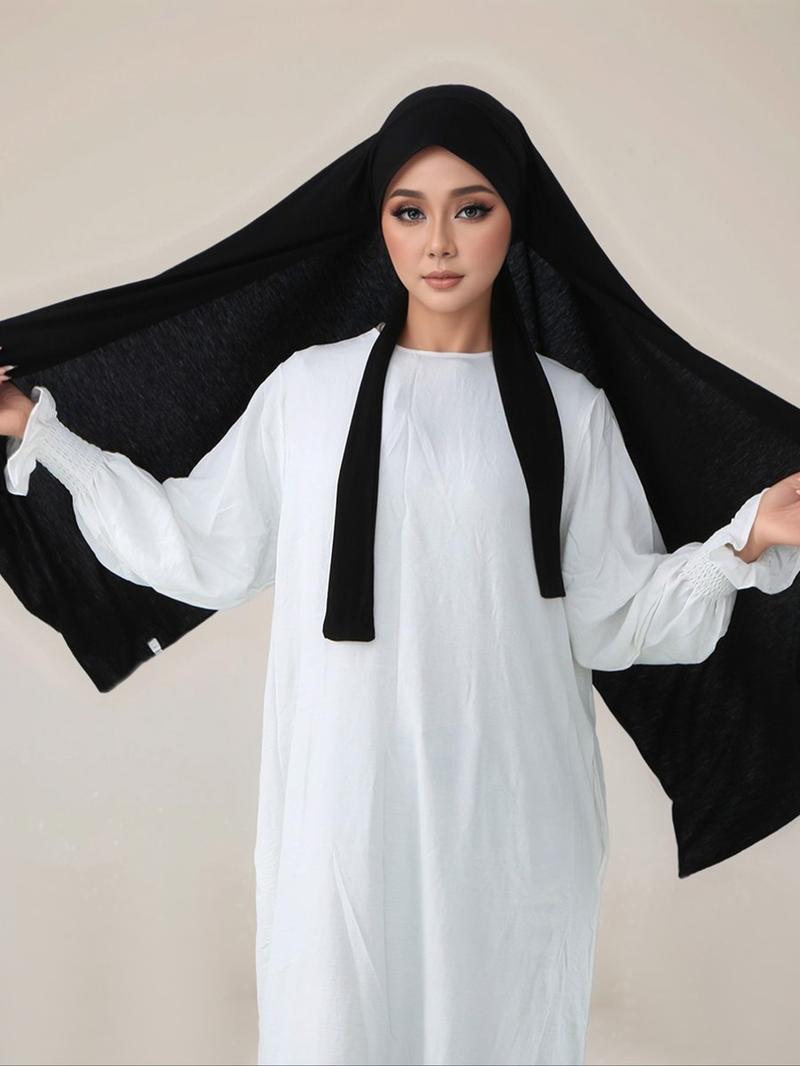 Women's Solid Color Muslim Headscarf, Fashionable Comfort Jersey Hijab, Turban Hijab, Ideal for Daily Outdoors, Casual Style, All Seasons