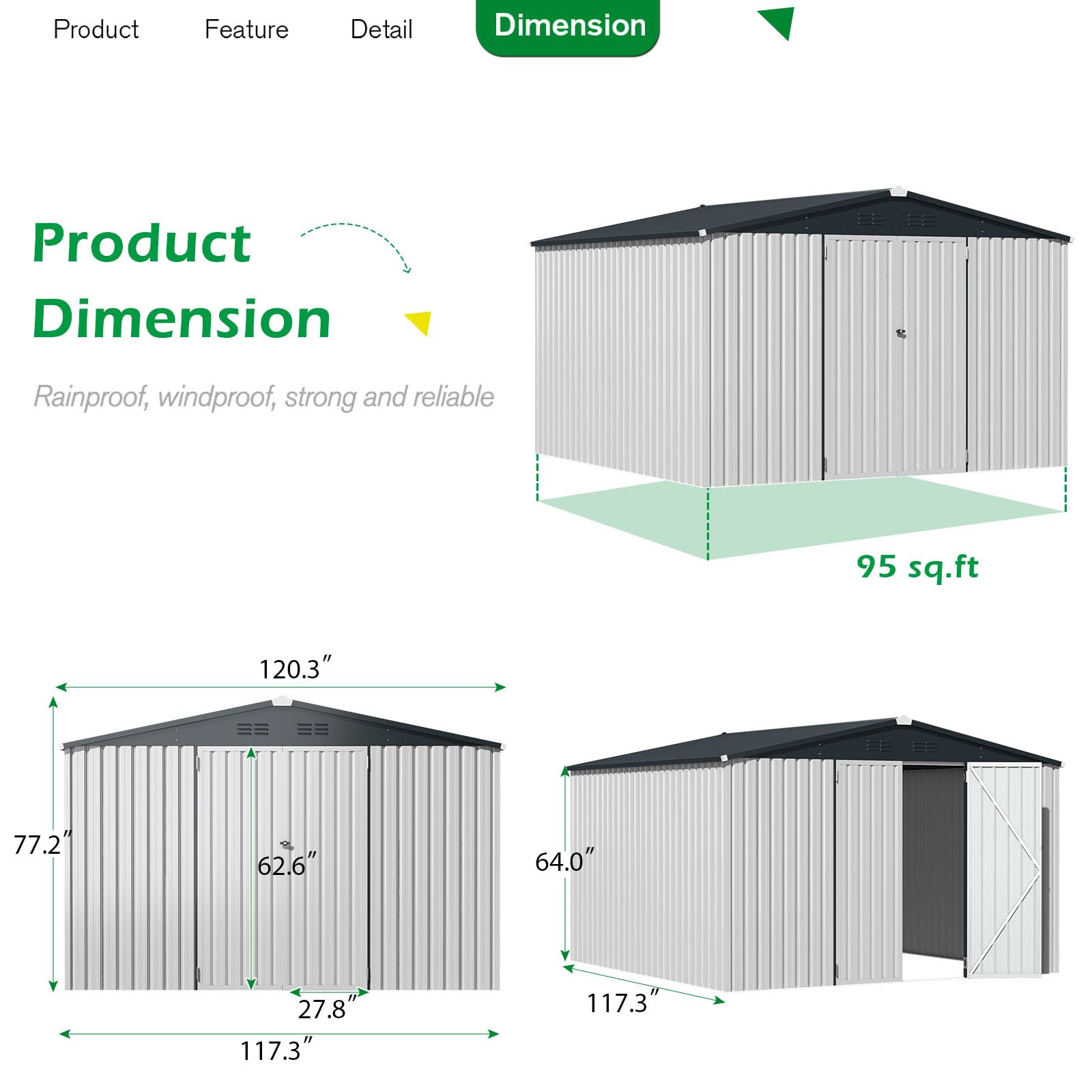【3 Packages Shipping】Large Heavy-Duty Metal Storage Shed - Extra Large Steel Outdoor Shed with Lockable Doors for Garden Tools, Workspace & Utility Storage