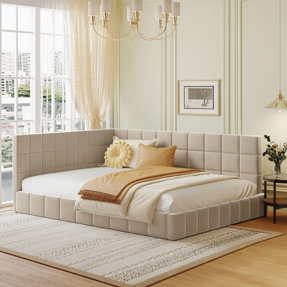 Velvet Mid-Century Modern Full-Size Couch-Bed with Armrest, Sturdy Slatted Base - Durable 2-in-1 Sofa Bed for Living Rooms, Bedroom, Easy Set-Up, Hardware and Instructions Included